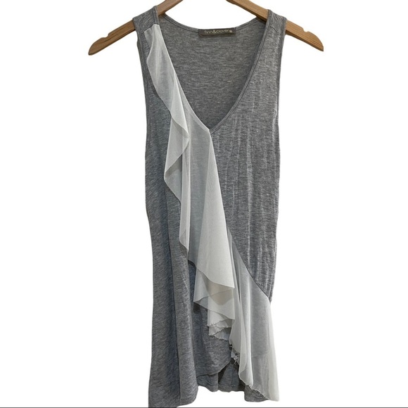 FINN & Clover Tank top Tulle Ruffled Grey & Off White Size medium summer tunic - Picture 5 of 7
